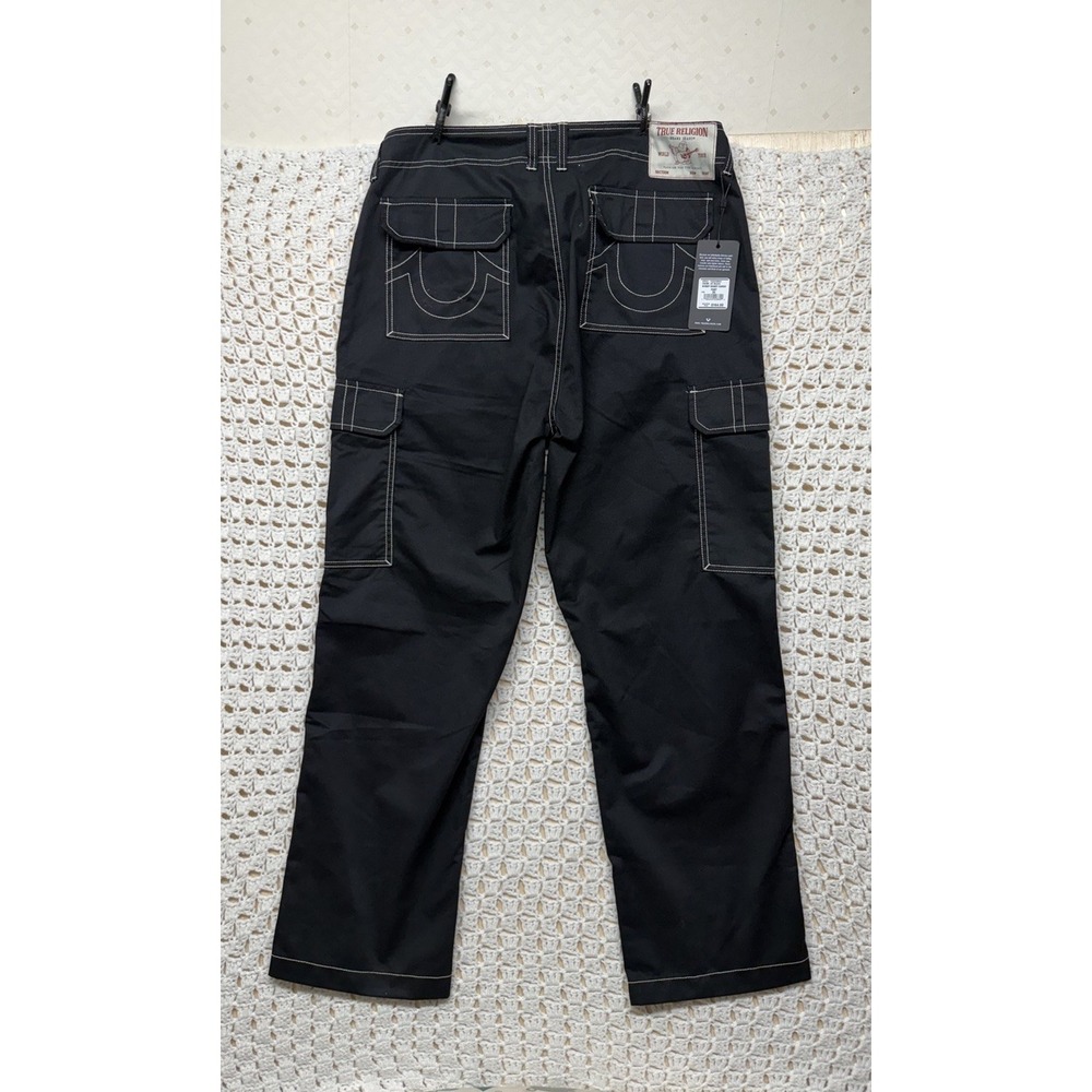 True Religion Bobby Baggy Cargo Pants Mens Waist 34x30 Jet Black MSRP $164 NWT